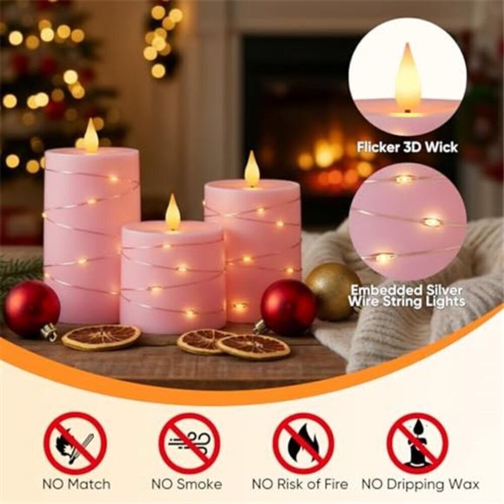 Battery Operated LED Candles Remote Timer Set - Picture 5 of 7